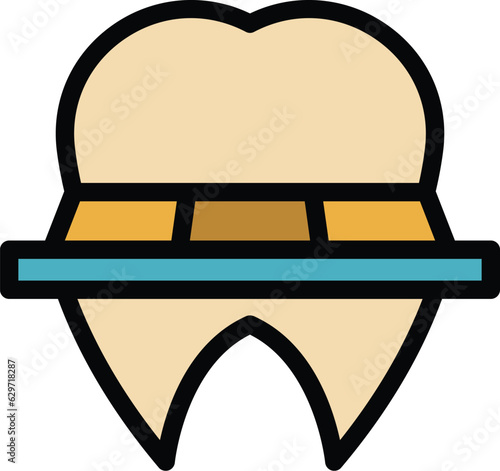 Dental implant icon outline vector. Tooth care. Oral treatment color flat