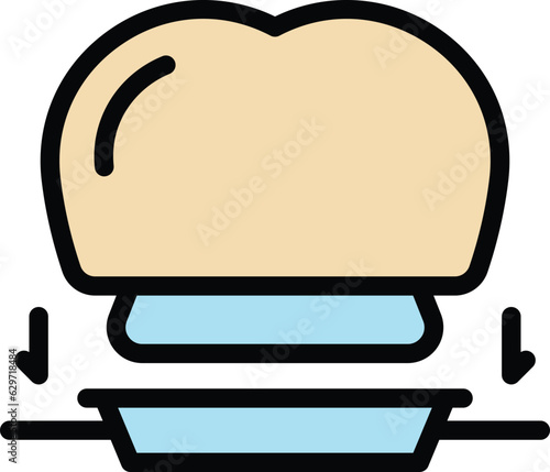 Crown dental implant icon outline vector. Tooth dentist. Care treatment color flat
