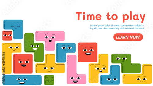Tetris characters vector banner