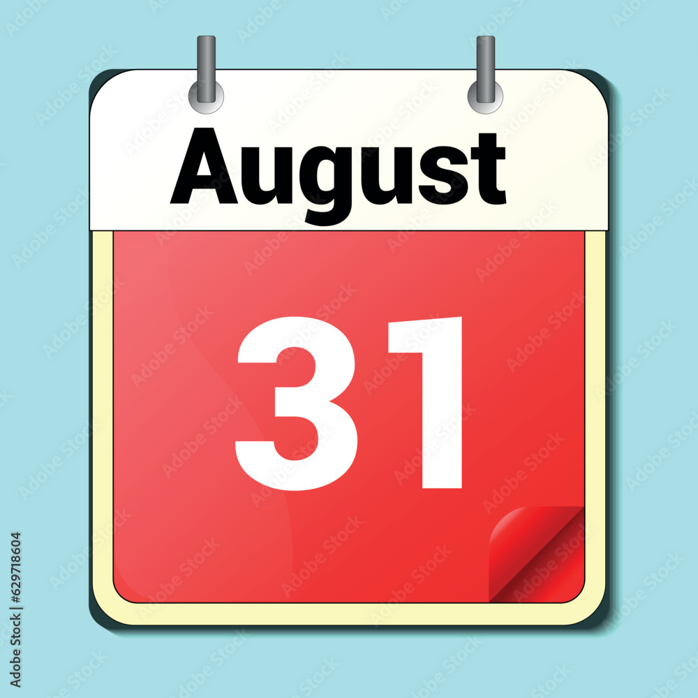 calendar vector drawing, date August 31 on the page calendar vector drawing, date August 31 on the page