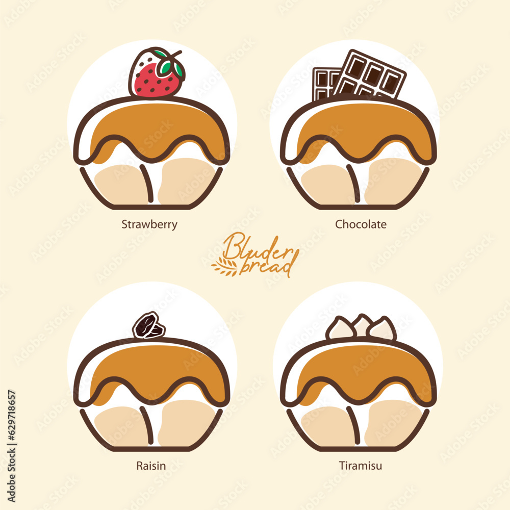 Strawberry, Chocolate, Raisin and Tiramisu Flavored Bluder Bread Strawberry, Chocolate, Raisin and Tiramisu Flavored Bluder Bread