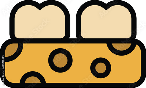 Dent implant icon outline vector. Dental tooth. Oral care color flat