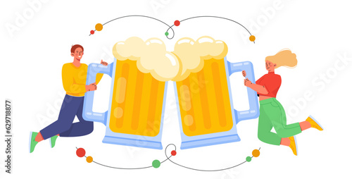 Man and woman with beer vector concept