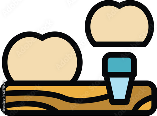 Tooth implant icon outline vector. Dental care. Oral treatment color flat