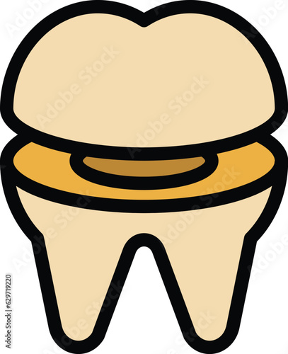 Care tooth implant icon outline vector. Oral dentistry. Dental treatment color flat