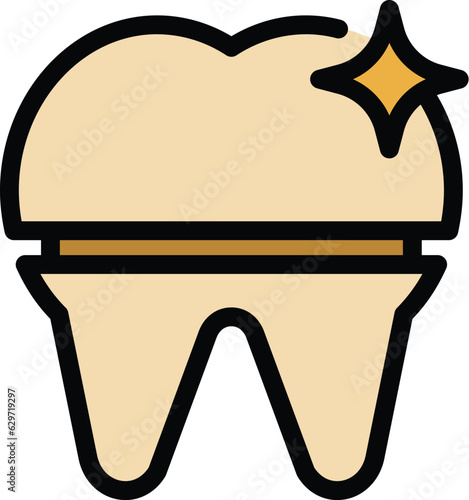 Treatment implant icon outline vector. Oral care. Dent gum color flat