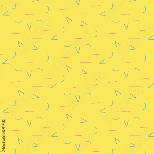 Abstraction pattern on a yellow background. Doodle. pattern with yellow and green arrows