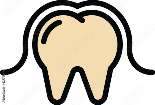 Tooth braces icon outline vector. Oral abutment. Dental implant color flat