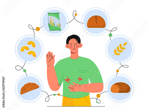 Man with gluten vector concept