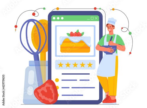 Man with online recipe vector concept