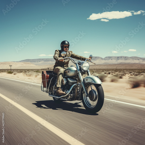Biker riding on a motorcycle. © Robert