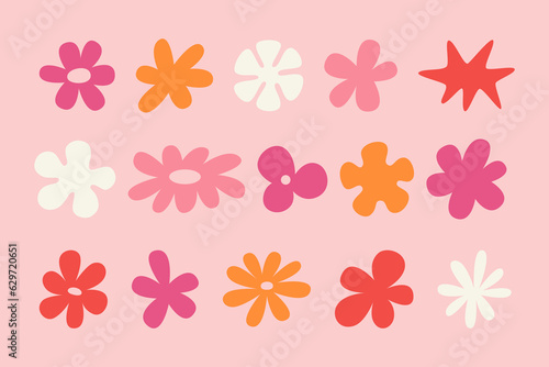 Vector set of minimalist design elements, flowers - abstract background elements for branding, packaging, prints and social media posts