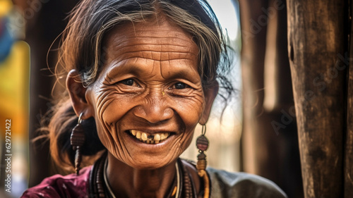 mature adult woman, tradition and origin, native people, simple life of elderly woman with wrinkles and thoughtful gaze and wet glassy eyes, fictional location