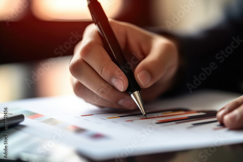 handwriting an accounting document with a pen. business, finances, record-keeping, and verification. emphasize importance of legal meticulous attention to detail