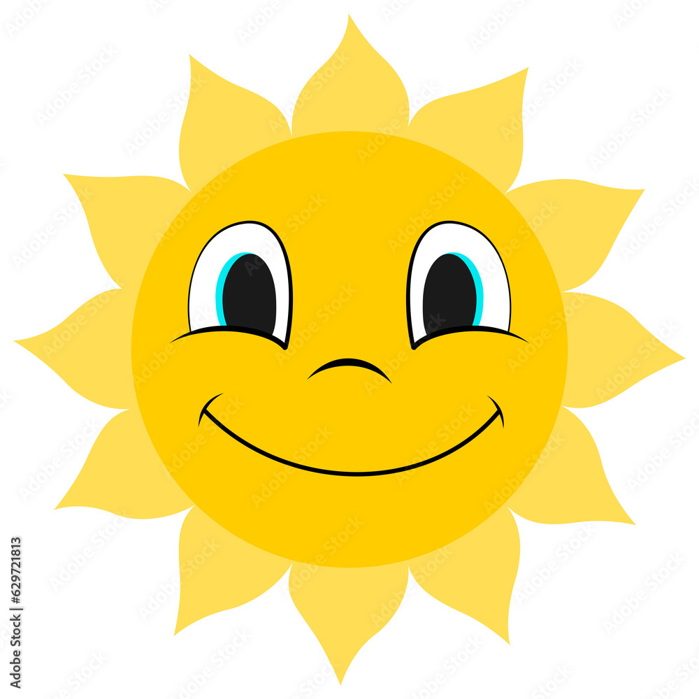 Happy sun icon.