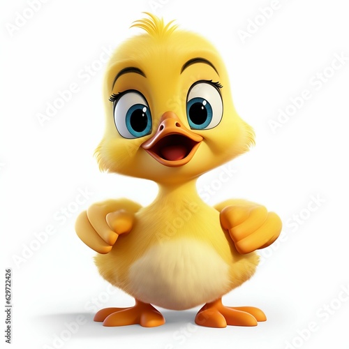 Cute Cartoon Baby Duck Isolated on White Background. Generative ai