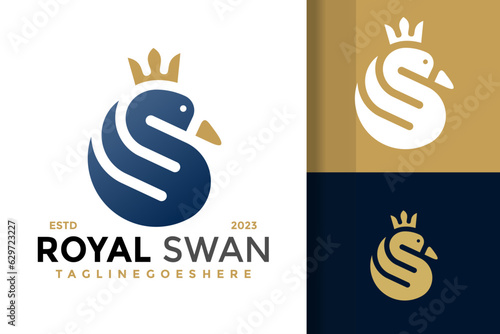 Royal swan letter s logo design vector symbol icon illustration