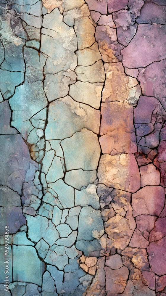 Blue and orange cracked surface - wall art -generative AI, Ai generated Blue and orange cracked surface - wall art -generative AI, Ai generated