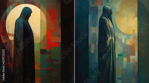 Shadowy abstract figures. Generative AI