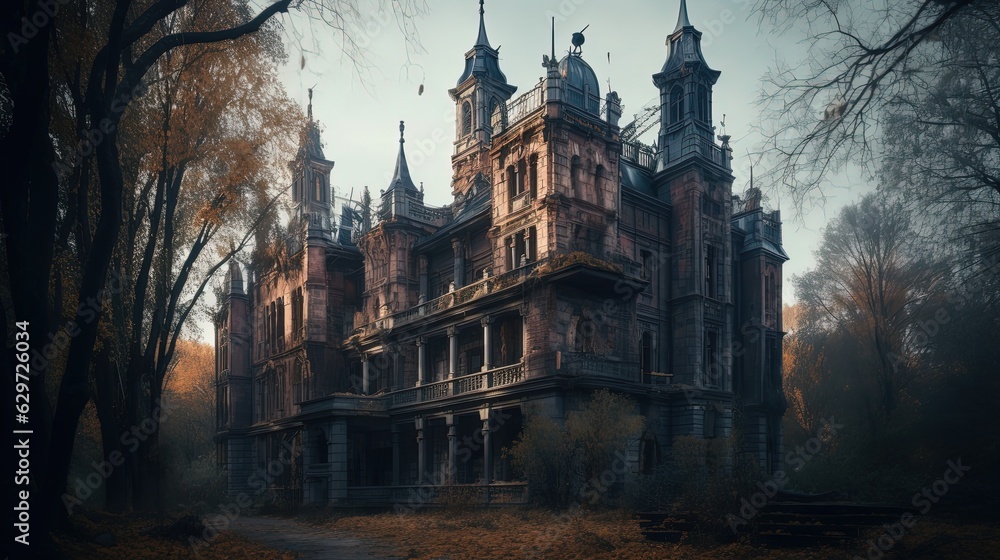 Fototapeta premium Dark Gothic castle. Generative AI