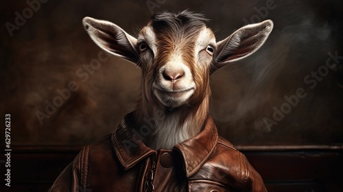 Anthropomorphic goat wearing clothes. Generative AI