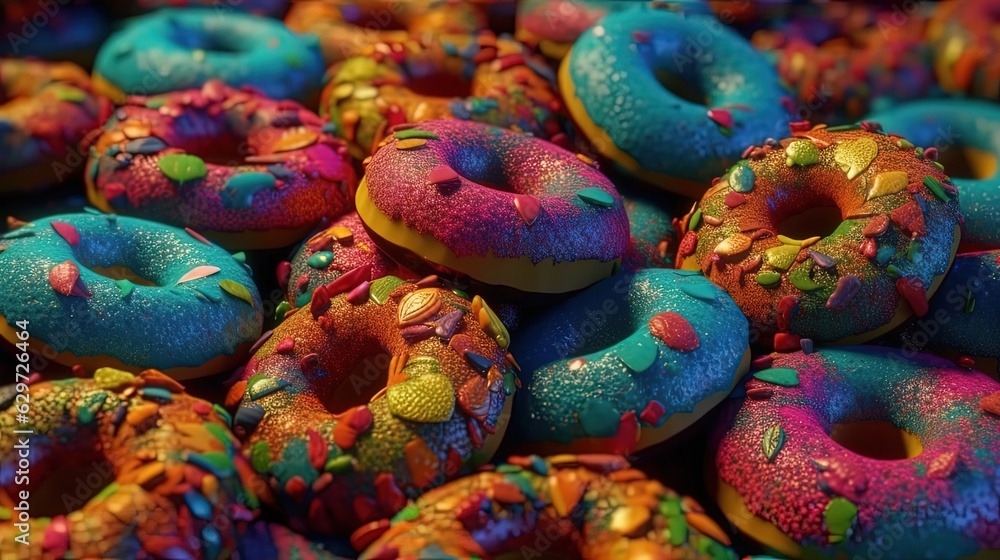 Colorful donuts. Generative AI