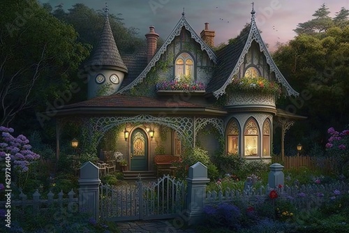 Fantasy house. Princess house. Generative AI © Soulmate