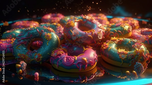 Colorful donuts. Generative AI