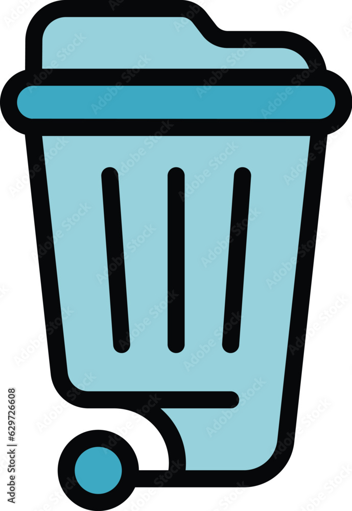 Garbage cart icon outline vector. Trash bag. Waste bin color flat Garbage cart icon outline vector. Trash bag. Waste bin color flat