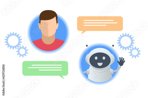Isometric Artificial Intelligence, Knowledge Expertise Intelligence Learn. Internet connect Chatgpt Chat with AI, Artificial Intelligence.