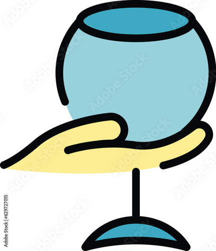 New glass vine icon outline vector. Bottle party. Sommelier wine color flat