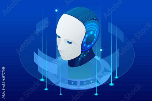 Isometric Artificial Intelligence, Knowledge Expertise Intelligence Learn. Internet connect Chatgpt Chat with AI, Artificial Intelligence.