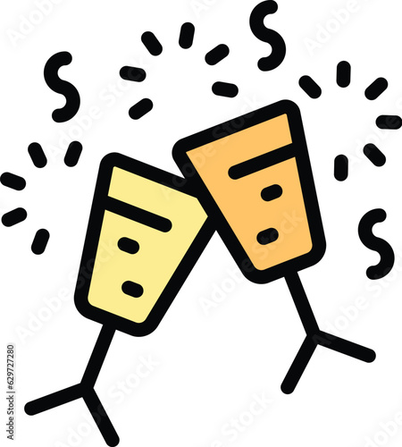 Tasty wine party icon outline vector. Drink glass. Cook guide color flat