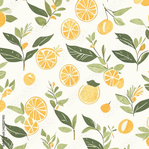Vector fruit pattern of fresh orange slices on flat background. Creative summer concept.