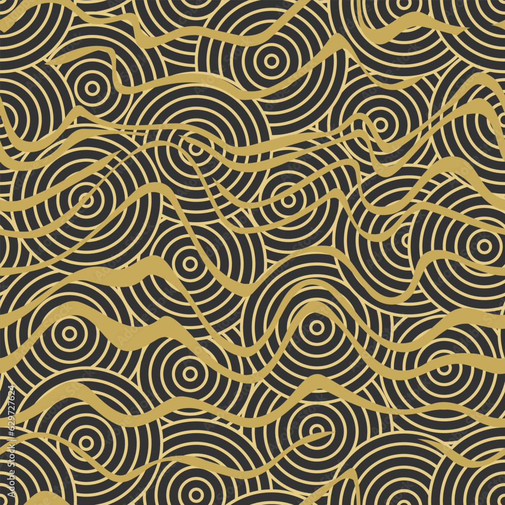 Vintage yellow circles. Seamless pattern