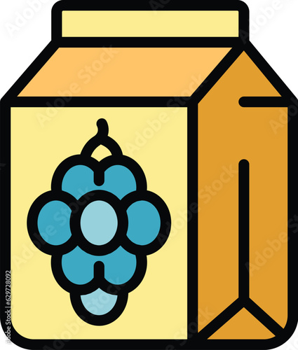 Wine grapes pack icon outline vector. Sommelier drink. Vine guide color flat