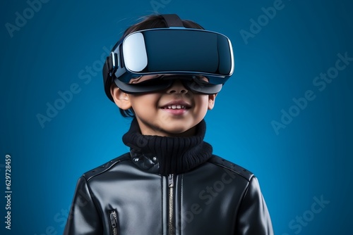 Beautiful young female Wearing Virtual Reality Headset with clear background. Technology digital Futuristic innovation device concept © rzrstudio