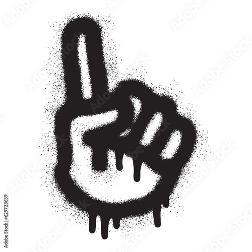  Hand finger pointing icon graffiti with black spray paint