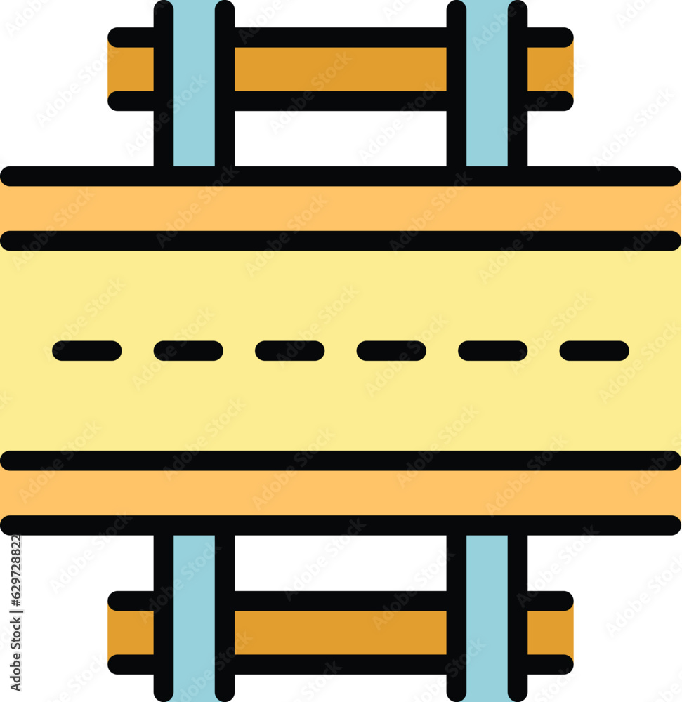 Railway crossing icon outline vector. Train road. Barrier gate color flat Railway crossing icon outline vector. Train road. Barrier gate color flat