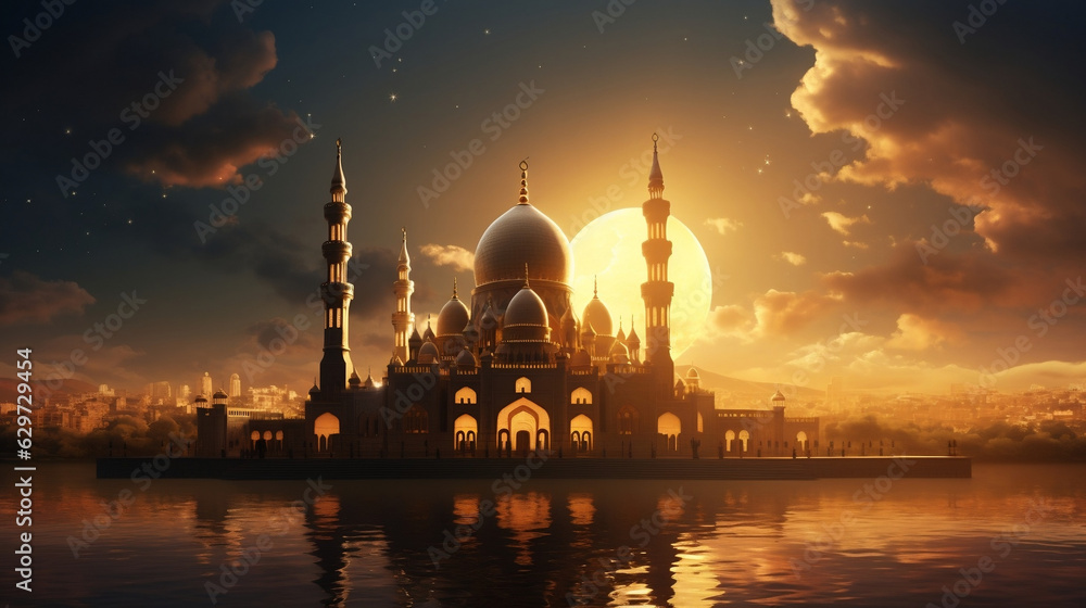 Radiant Mosque and Ramadan Icon Embracing Sunlight