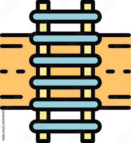 River rail road icon outline vector. Railway train. Signal track color flat