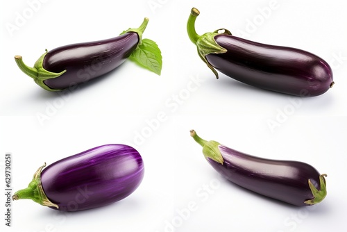 eggplant set isolated on white background.