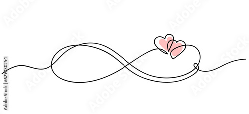 Infinity love icon. Continuous line art drawing. Friendship and love concept. Best friend forever. Vector illustration