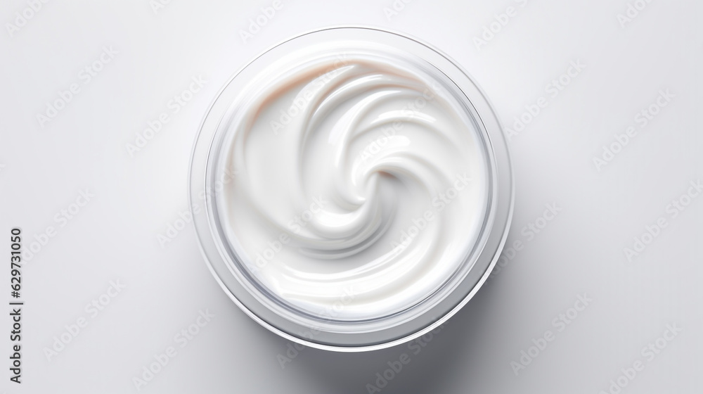 white cream in a jar on a white background. Generative Ai. white cream in a jar on a white background. Generative Ai.