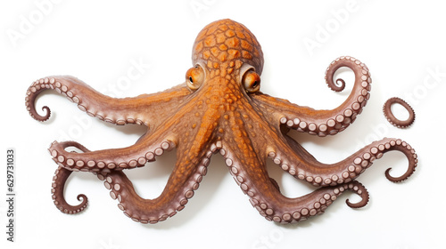 octopus on a white background close-up. Generative Ai. 