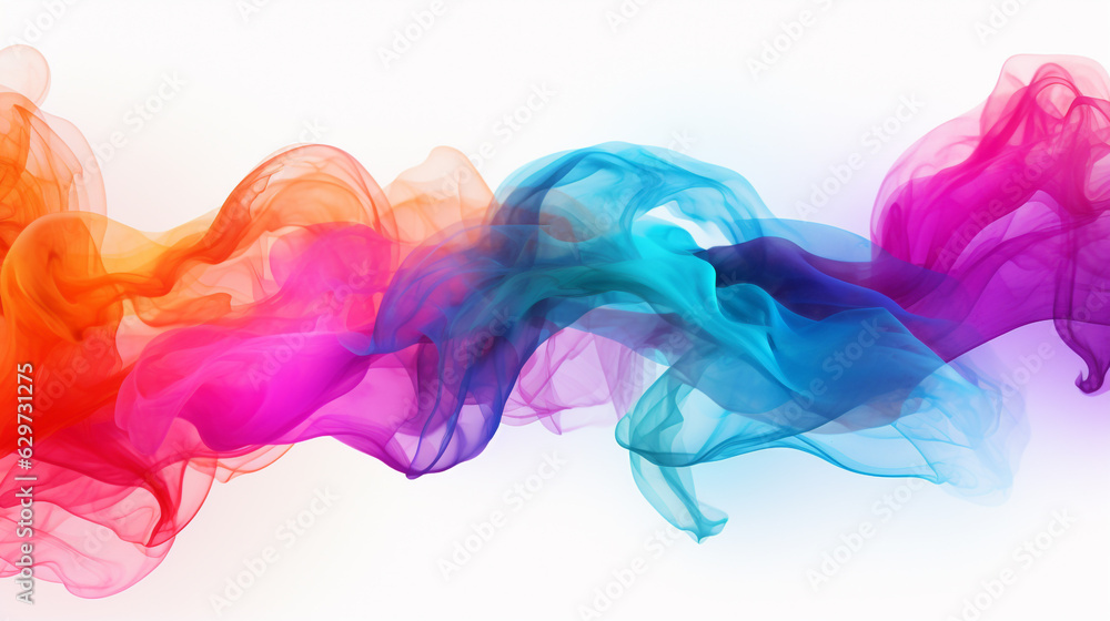 abstract colored smoke on white background. Generative Ai. 