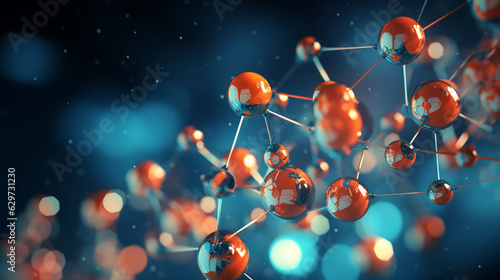 abstract background 3D rendering of a molecule. Generative Ai. 