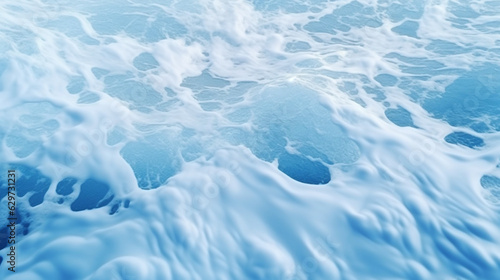 blue water background with foam. Generative Ai. 