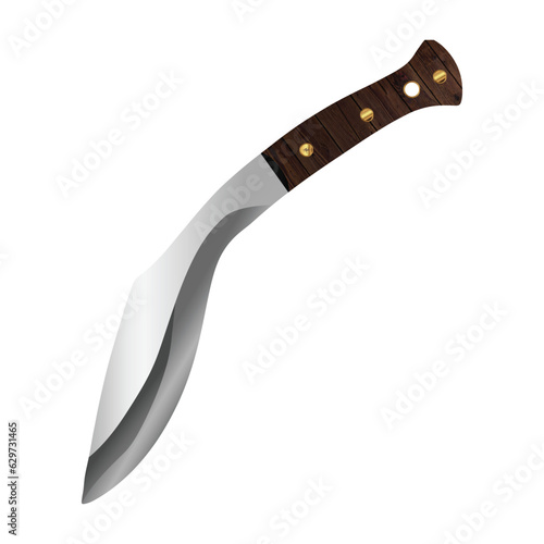 Traditional Kukri Blade from Nepal Gurkha with wooden handle Vector illustration