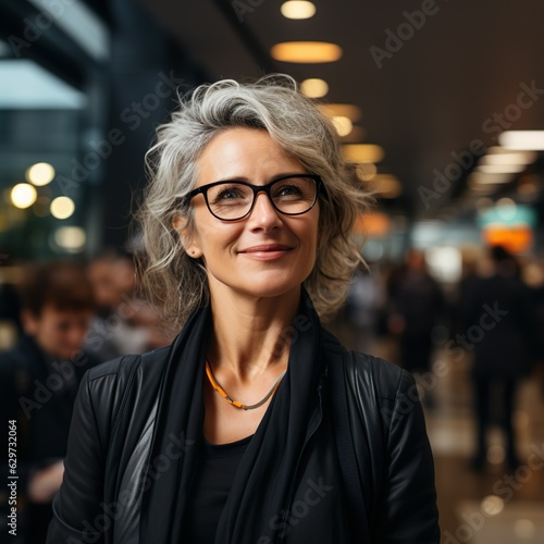 An Older Lady's Charm: Gray Haired, Glasses, and Elegance, A charming older lady with an elegant appearance gray hair and glasses. Elegantly dressed. 